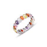 Söğütlü Silver Gümüş rodyumlu oval baget kesim renkli zirkon taşlı tamtur yüzük [barcode] 9