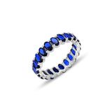 Söğütlü Silver Gümüş rodyumlu oval baget kesim safir taşlı tamtur yüzük [barcode] 9