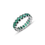 Söğütlü Silver Gümüş rodyumlu oval baget kesim zümrüt taşlı tamtur yüzük [barcode] 21