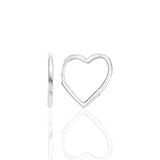 Söğütlü Silver Gümüş rodyumlu özel tasarım 20 mm kalp küpe SGTL12282RODAJ