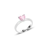 Söğütlü Silver Gümüş rodyumlu pembe taşlı brilliant ayarlamalı kalp yüzük [barcode]