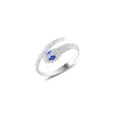 Söğütlü Silver Gümüş rodyumlu safir ve zirkon taşlı ayarlanabilir yılan yüzük