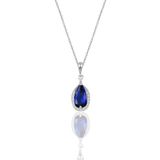 Söğütlü Silver Gümüş rodyumlu safir ve zirkon taşlı damla modeli kolye [barcode]