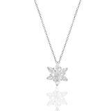 Söğütlü Silver Gümüş rodyumlu taşlı nilüfer lotus çiçeği kolye (Beyaz)