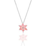 Söğütlü Silver Gümüş rodyumlu taşlı nilüfer lotus çiçeği kolye (Pembe)