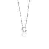 Söğütlü Silver Gümüş rodyumlu üç boyutlu minimal Ç gümüş harf kolye