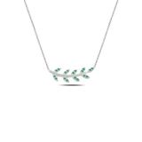 Söğütlü Silver Gümüş rodyumlu yeşil taşlı yaprak kolye [barcode]