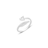 Söğütlü Silver Gümüş rodyumlu zirkon taşlı kalp ve yaprak modeli ayarlamalı yüzük [barcode]