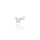 Söğütlü Silver Gümüş Rodyumlu Zirkon Taşlı Kelebek Modeli Tragus Helix Piercing Küpe Sgtl12198rodaj