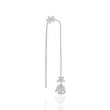 Söğütlü Silver Gümüş rodyumlu zirkon taşlı özel tasarım lotus zincirli kıkırdak küpe [barcode]