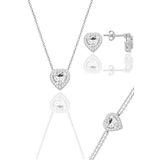 Söğütlü Silver Gümüş rodyumlu zirkon taşlı pırlanta modeli kalp kolye, küpe, bileklik üçlü set [barcode]