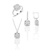 Söğütlü Silver Gümüş rodyumlu zirkon taşlı pırlanta montür tasarım kare üçlü set [barcode] 12