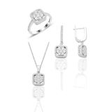 Söğütlü Silver Gümüş rodyumlu zirkon taşlı pırlanta montür tasarım kare üçlü set [barcode] 16