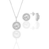 Söğütlü Silver Gümüş rodyumlu zirkon taşlı pırlanta montürlü yuvarlak ikili set [barcode]