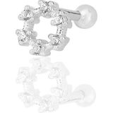 Söğütlü Silver Gümüş Rodyumlu Zirkon Taşlı Simit Modeli Tragus Helix Piercing Küpe