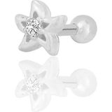Söğütlü Silver Gümüş Rodyumlu Zirkon Taşlı Yıldız Modeli Tragus Helix Piercing Küpe SGTL12317RODAJ