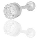 Söğütlü Silver Gümüş Rodyumlu Zirkon Tek Taş 5 mm Tragus Helix Piercing Küpe SGTL12420RODAJ