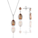 Söğütlü Silver Gümüş rodyumlu zultanit taşlı damla modeli kolye ve küpe ikili set [barcode]