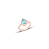 Söğütlü Silver Gümüş rose akuamarin taşlı damla modeli yüzük 10
