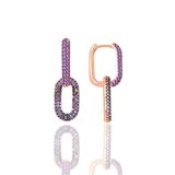 Söğütlü Silver Gümüş rose ametis taşlı sallantılı trend küpe [barcode]