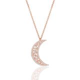 Söğütlü Silver Gümüş rose baget kesim zirkon taşlı hilal kolye [barcode]