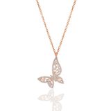 Söğütlü Silver Gümüş rose baget kesim zirkon taşlı kelebek kolye [barcode]