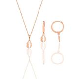 Söğütlü Silver Gümüş rose deniz kabuğu modeli minimal kolye ve küpe seti [barcode]