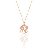 Söğütlü Silver Gümüş rose dünya haritası kolye