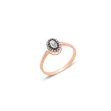 Söğütlü Silver Gümüş rose elmas montürlü oval yüzük. 9