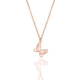 Söğütlü Silver Gümüş rose işlemeli kelebek kolye [barcode]