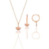 Söğütlü Silver Gümüş rose minimal midye modeli kolye ve küpe seti [barcode]