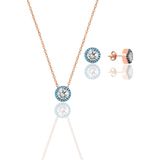 Söğütlü Silver Gümüş rose nano turkuaz ve zirkon taşlı pırlanta montür kolye ve küpe seti [barcode]