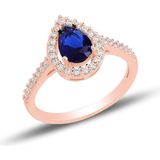 Söğütlü Silver Gümüş rose safir taşlı damla modeli yüzük 9
