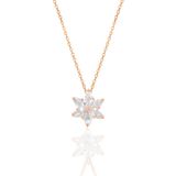 Söğütlü Silver Gümüş rose taşlı nilüfer lotus çiçeği kolye (Beyaz)