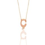Söğütlü Silver Gümüş rose üç boyutlu minimal Ç harf kolye