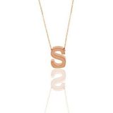 Söğütlü Silver Gümüş rose üç boyutlu minimal S harf kolye