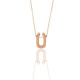 Söğütlü Silver Gümüş rose üç boyutlu minimal Ü harf kolye
