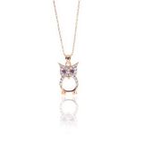 Söğütlü Silver Gümüş rose zirkon taşlı baykuş kolye kolye