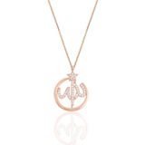 Söğütlü Silver Gümüş rose zirkon taşlı çerçeveli ALLAH lafzı kolye