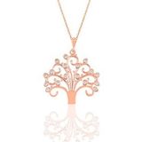 Söğütlü Silver Gümüş rose zirkon taşlı dilek ağacı kolye
