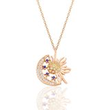 Söğütlü Silver Gümüş rose zirkon taşlı gece gündüz kolye [barcode]