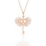 Söğütlü Silver Gümüş rose zirkon taşlı kalbin anahtarı kolye