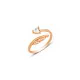 Söğütlü Silver Gümüş rose zirkon taşlı kalp ve yaprak modeli ayarlamalı yüzük [barcode]