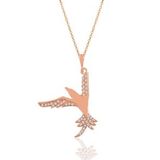 Söğütlü Silver Gümüş rose zirkon taşlı kırlangıç kolye