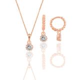 Söğütlü Silver Gümüş rose zirkon taşlı kolye ve küpe ikili set [barcode]