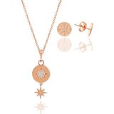 Söğütlü Silver Gümüş rose zirkon taşlı kuzey yıldızı kolye ve küpe ikili set [barcode]