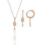 Söğütlü Silver Gümüş rose zirkon taşlı ok kolye ve küpe ikili set [barcode]