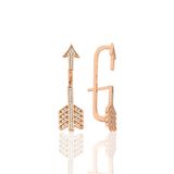 Söğütlü Silver Gümüş rose zirkon taşlı ok modeli tasarım hayalet küpe [barcode]