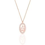 Söğütlü Silver Gümüş rose zirkon taşlı oval çerçeveli ALLAH lafzı kolye