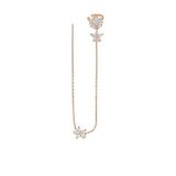 Söğütlü Silver Gümüş rose zirkon taşlı özel tasarım lotus zincirli kıkırdak küpe [barcode]